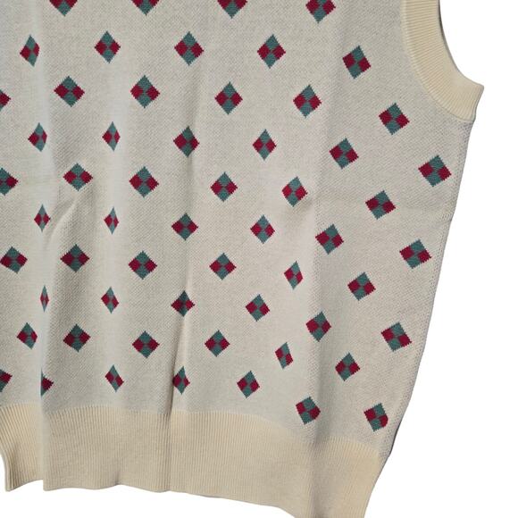 Bogey Boys Men's Sweater Vest Sz SM Yellowish‎ Cream Diamond Retro Golf Style - Picture 4 of 7